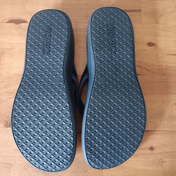 Vionic Tide Toe Post Women's Orthotic Sandals, Patent Leather Navy, Size US 11M - Picture 9 of 10